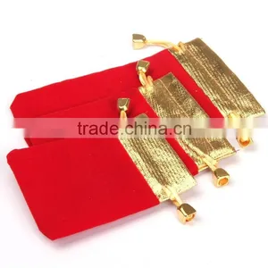 7*9cm In Stock Red Velvet Gift Pouch With Drawstring thumbnail-1