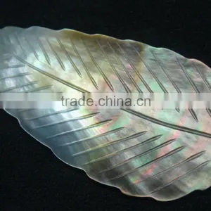 Mother of Pearl (MOP) Carving Leaf Gemstone With Nice Rainbow Fire thumbnail-2
