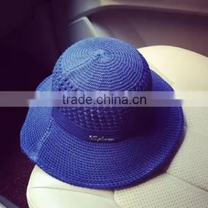 2016 Wholesale High Quality Knitted Sun Helmet Hollow Out Latest Design Ladies Summer Hat Fashion thumbnail-5