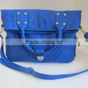 The Foldable Dark Blue Handbag Trend Leather Handbags thumbnail-1