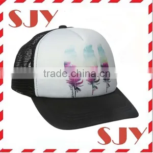 100%Polyester Two Tone Distressed Sublimation Trucker Cap thumbnail-3