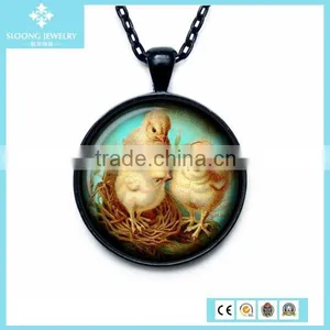 925 Glass Lovely Silver Couple Pendant With Chook Nest thumbnail-1