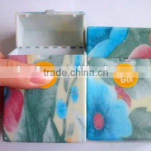 2012 Hot Selling. Automatic Open Plastic Cigarette Case. Water Transfer Painted Plastic Cigarette Box. thumbnail-1