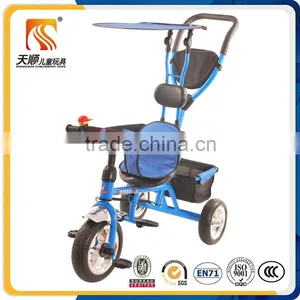 Old Style 3 Wheel Baby Tricycle With Roof and Push Bar Made in China on Sale thumbnail-1