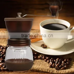 Mini Hand-Crank Coffee Bean Grinder Manual Coffee Grinding Mill 120g With Brush & Lid - Brown thumbnail-5