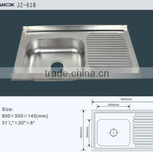 Popular Cheap Kitchen Sink Stainless Steel Single Bowl With Drainer Board thumbnail-2