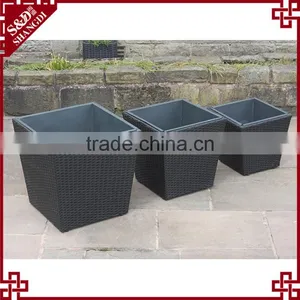 Set of 3 Stackable Plastic Rattan Garden Pots for Sale Planting Pots Cheap Plant Pot thumbnail-1