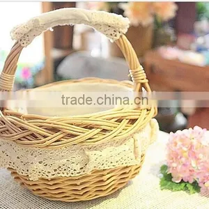 Small Cheap Lined Willow Wicker Shopping Basket Wicker Egg Basket thumbnail-1