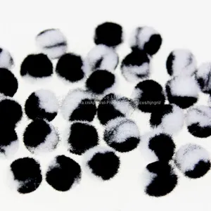 Mini Black N White Acrylic Pompom Ball thumbnail-2