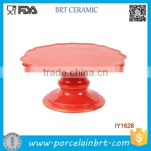 Wavy Rim Table Shape Plain Red Ceramic Cake Stand thumbnail-1