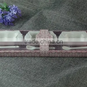 Hot Selling Wholesale White Ceramic Bowl, Cheap Salad Bowl,3 Bowls With 3 Spoons Pvc Box thumbnail-1