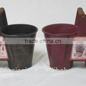 Antique Finish Bucket With Wooden Handle thumbnail-1
