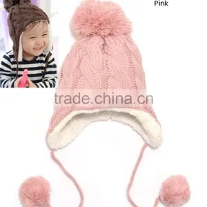 Baby Hat Warm Winter Cap For Baby Boy Girl Children's Crochet Earflap Hats Caps thumbnail-5
