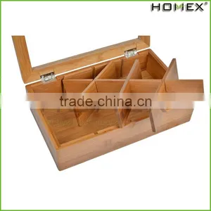 Bamboo Tea Box With Clear Lid, 8 Sections/Homex_Factory thumbnail-1