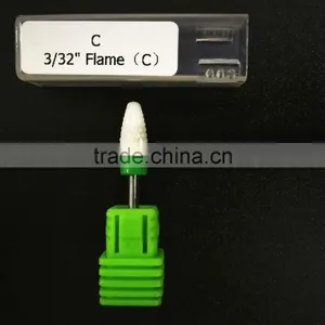 Ceramic Nail Drill Bit Burr 3/32" Shank Flame White Color thumbnail-4