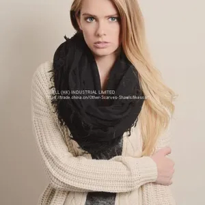 Soft Solid Color Cable Circle Infinity Loop Scarf Wholesale thumbnail-4