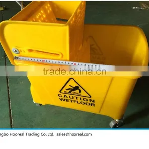 Heavy Duty Commercial Plastic Mop Bucket 20L W/ Wringer, Yellow - Commercial Grade For Hotel/Houstital/Housekeeping Cleaning thumbnail-3