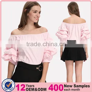 2017 Women off Shoulder New Summer Cotton Blouse Designs thumbnail-1