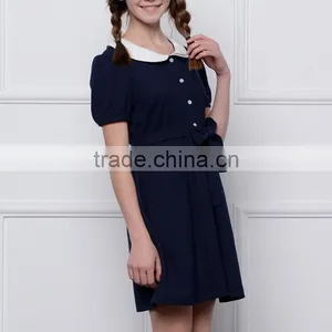 2017 New Summer School Children High Waisted Skirt Student Girl Doll Collar Dress Custom thumbnail-6