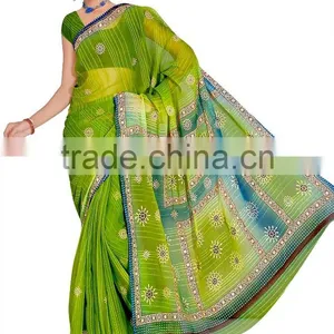 Printed Saree With Blouse and 4 Different Color Saree thumbnail-3