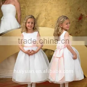 Flower Fancy Dress Costumes White With Pink Sash thumbnail-1