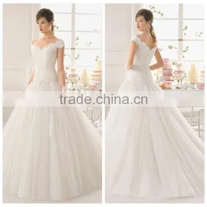 Sexy Cap Sleeve Lace Ball Gown Wedding Dress for Mature Bride thumbnail-1