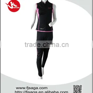 Sports Wear Yoga Gym Performance Running Tights Long Leggings and Vest thumbnail-1