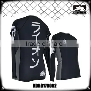 Black/white Sublimation Printed Lycra Compression Bjj Rash Guards With Long Sleeves thumbnail-1
