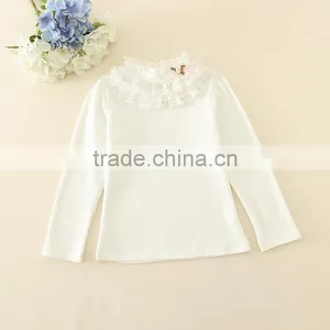 Child One Piece Undershirts Long Sleeves Top for Girls Baby Pink and White Long Sleeves T-shirts for Autumn thumbnail-4