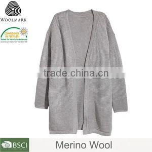 Solid Color Long Ladies Knitted Cardigan thumbnail-2