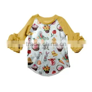 Wholesale Baby Ruffle Raglan T-shirt for Girls With Bunny thumbnail-2