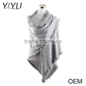 High Quality Fashion Design Women Cashmere Knit Scarf Shawl Ponchos Sweater thumbnail-1