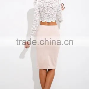 Wholesale Clothing Manufacturers Elegant Long Sleeve Lace Crop Top,sexy Transparent Summer Lace Top 2015 thumbnail-6