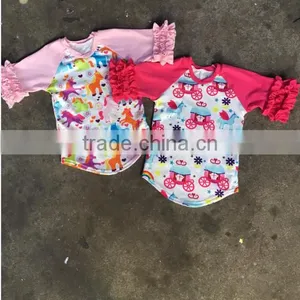 One-piece Baby Reglan t Shirt Wholesale Bulk Clothing Cotton/spandx Mixed Ruffle Clothes Kids Shirt thumbnail-5
