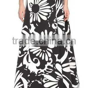 2016 Designed for Fashion Women High Waist Printed Grosgrain Skirt Slit Skirt Ladies'maxi Skirt OEM thumbnail-2