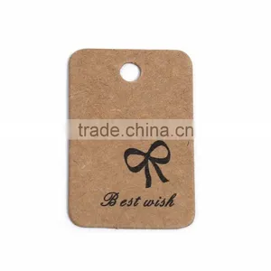 Paper Label Tags Rectangle Brown Bowknot Pattern 30mm(1 1/8") x 20mm( 6/8"), 1 Piece thumbnail-1