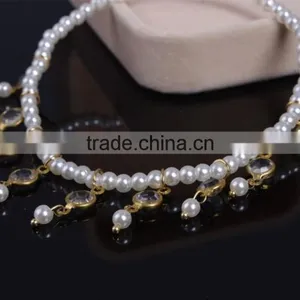 Vintage Pearl Crystal Beach Barefoot Sandals Anklet Bracelet Chain thumbnail-4