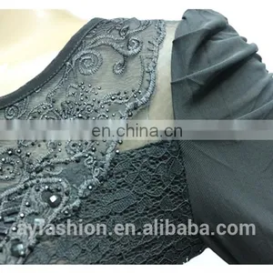 In Stock Item Lace Decoration 100% Polyester T-shirt Woman Shirt thumbnail-5