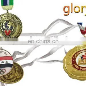 Customized Blank Brass Finish Metal Sport Medal With Ribbon thumbnail-2