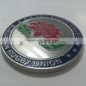Personalized Design and Logo Zinc Alloy Casting Coin Antique Silver Commemorative Double-side Coin With Flower and Ear of Wheat thumbnail-3