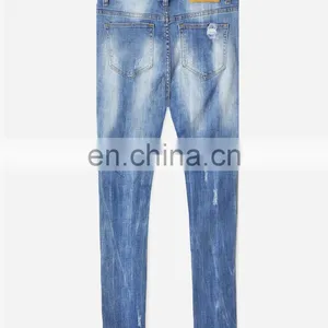 DiZNEW OEM Custom USA 98%cotton Skinny Blue Ripped Jeans Men thumbnail-7