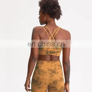 OEM Service Women's Tie Dye Yoga Bra Fitness Activewear Sports Printing Beauty Back Straps Crop Tops thumbnail-2