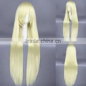 High Quality 100cm Long Straight Loveless Wig Agatsuma Soubi Beige Cosplay Hair Wig Synthetic Anime Wig thumbnail-2