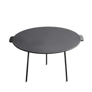 Factory Wholesale Pre-seasoned Cast Iron BBQ Crepe Pan Dosa Tortilla Cast Iron Concave Tawa Griddle With Three Legs thumbnail-1