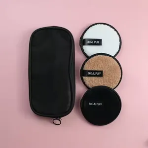Cheap Microfiber Makeup Cleaning Puff High Quality Reusable Bamboo Fiber Cosmetics Remover Pad Facial Deep Cleaning Powder Puff thumbnail-4