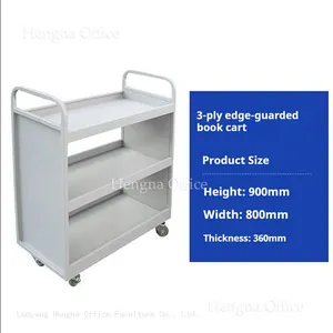 Metal Library Hand Truck: Stable V Shaped Platform | Anti-Topple Book Transport Cart | Double Sided Slanted Shelving Trolley With Universal Wheels thumbnail-3