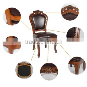 High Back European French Solid Chinese Back Antique Wooden Carving Dining Chair for Restaurant Used Dining Chair thumbnail-5