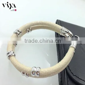 2016 Latest FashionJewelry Black Stingray Leather Cord,Genuine Stingray Bracelet With Stainless Steel Jewelry thumbnail-6
