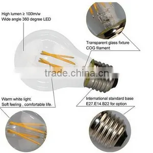 Hot 2016 China LED Lighting Manufacturer 360 Degree A60 120lm/w 8W 2700K E27 E26 B22 Dimmable Led Filament Bulb thumbnail-5