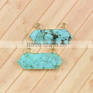 JF6922 2016 Newest Gold Electroplated Double Point Bail Loop Turquoise Pendants thumbnail-1